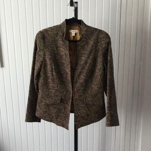 NEW Coldwater Creek brocade olive w gold jacket